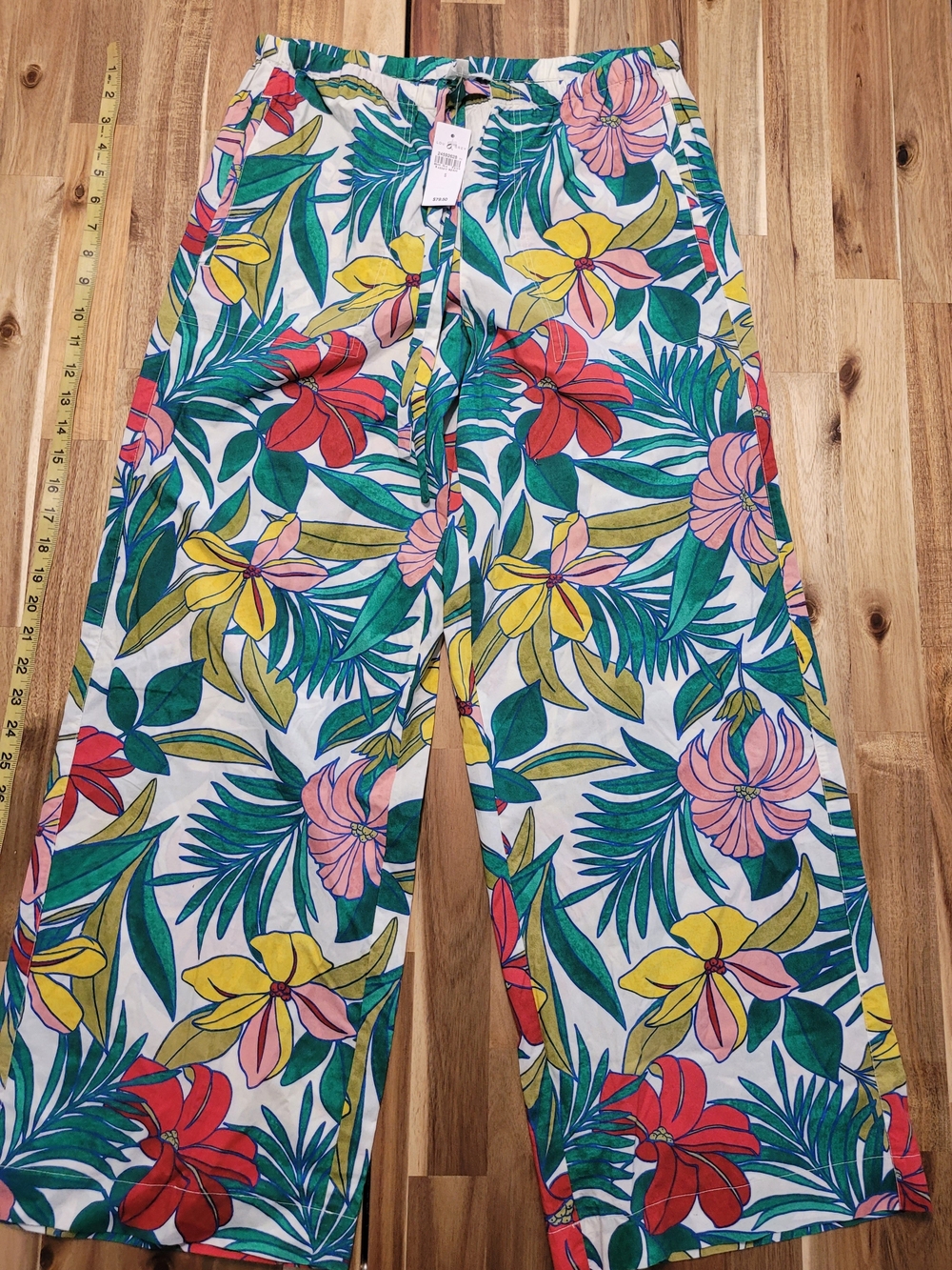 Lou & Grey White Tropical Floral Wide-Leg Pants